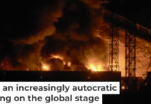 Explosions are seen at Fort Tiuna, Venezuela’s largest military complex, Jan. 3, 2026. Luis Jaimes/AFP via Getty Images